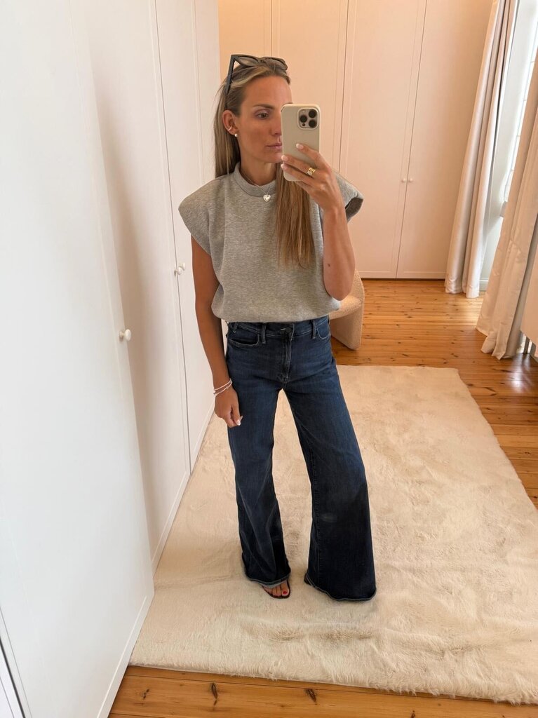 Dark blue wide leg jeans