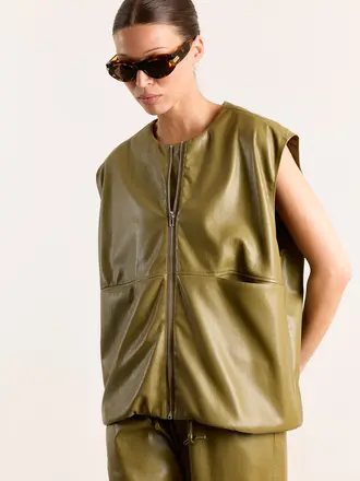 Studio Clique Faux leather sleeveless jacket