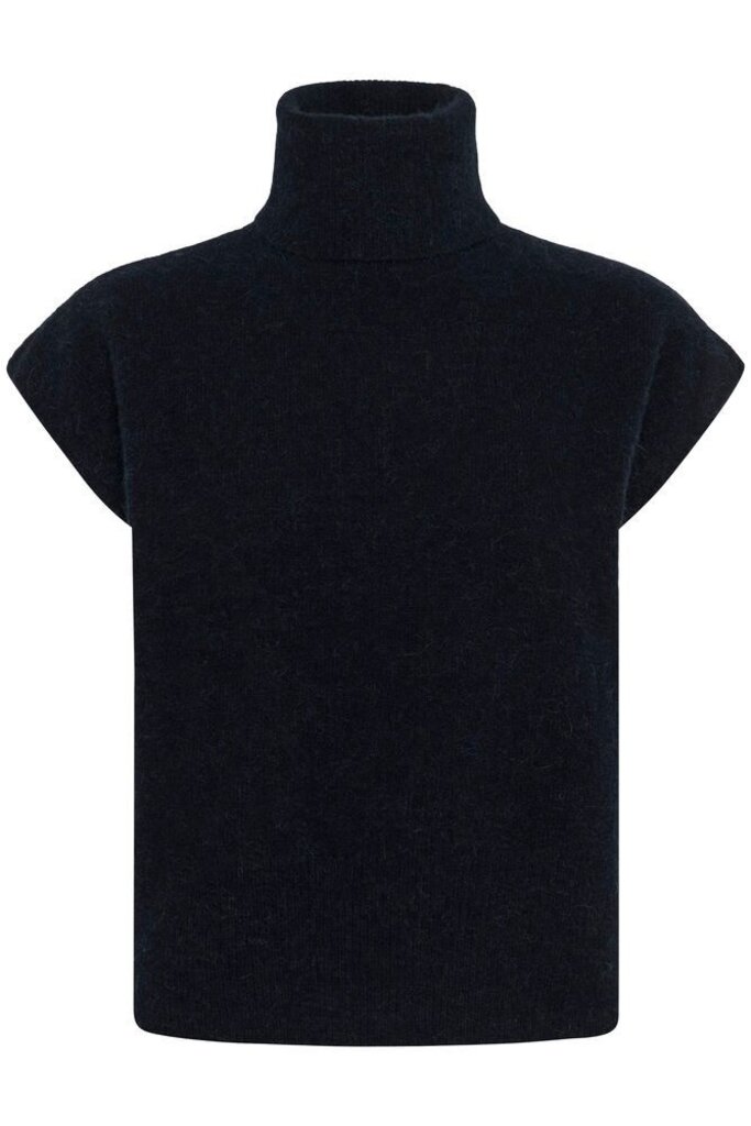Navy sleeveless turtleneck