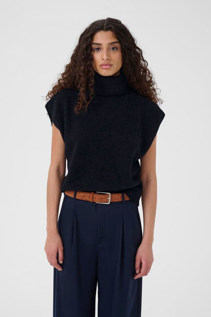 Navy sleeveless turtleneck
