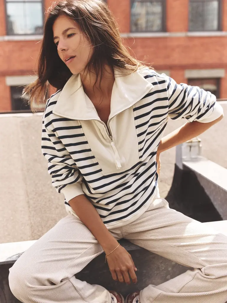 Xirena Striped sweatshirt navy/ecru