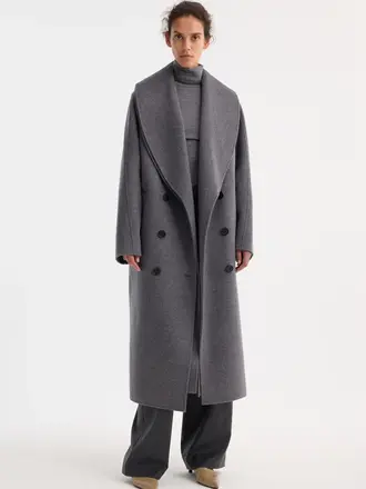 Rohe Grey  double-faced scarf coat