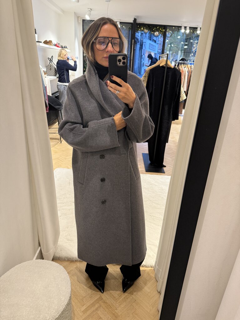 Rohe Grey double-faced scarf coat
