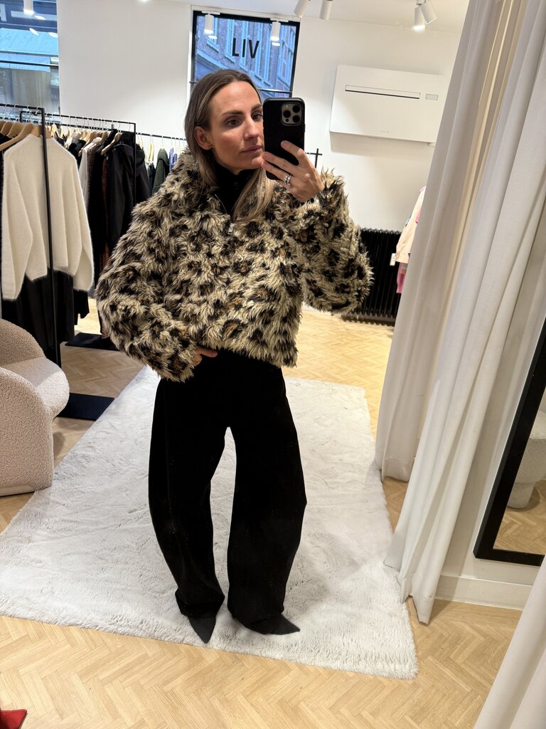 MSGM Leopard fluffy jacket