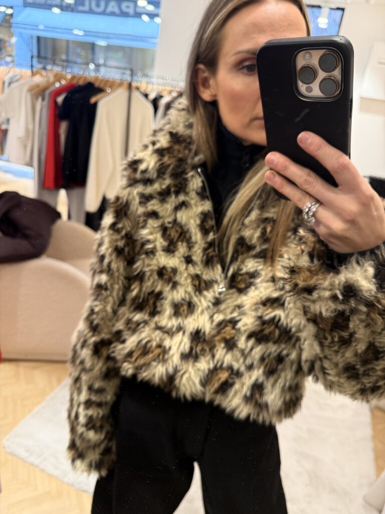 MSGM Leopard fluffy jacket