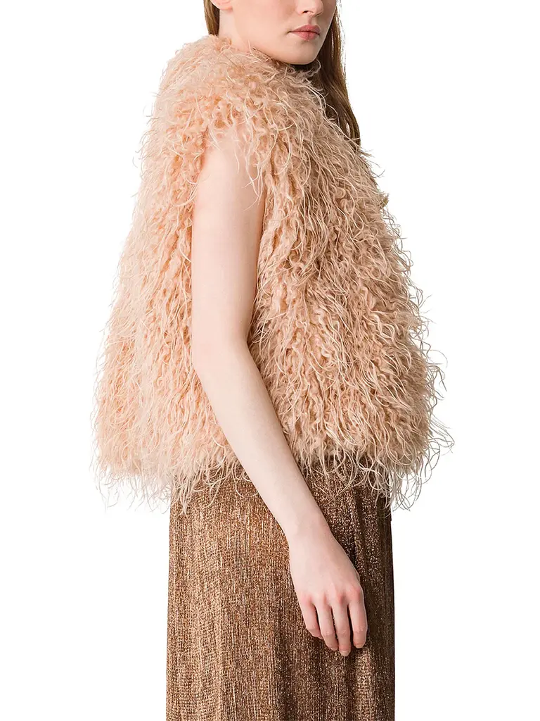 Nude furry waistcoat