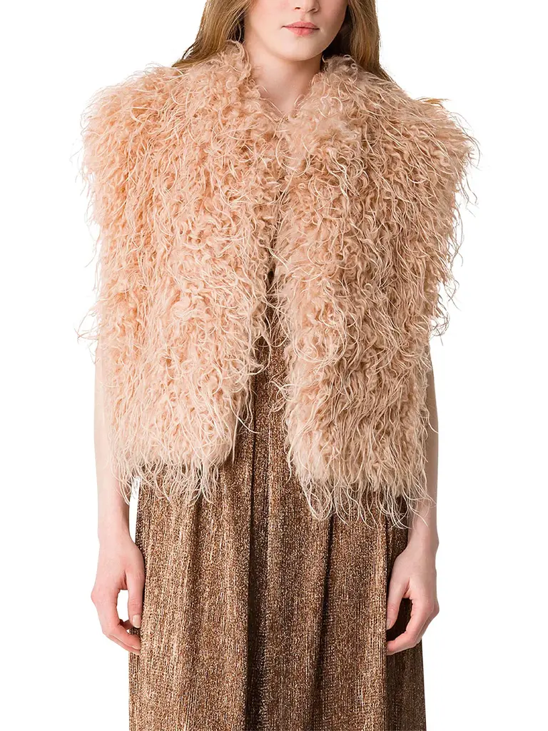 Nude furry waistcoat