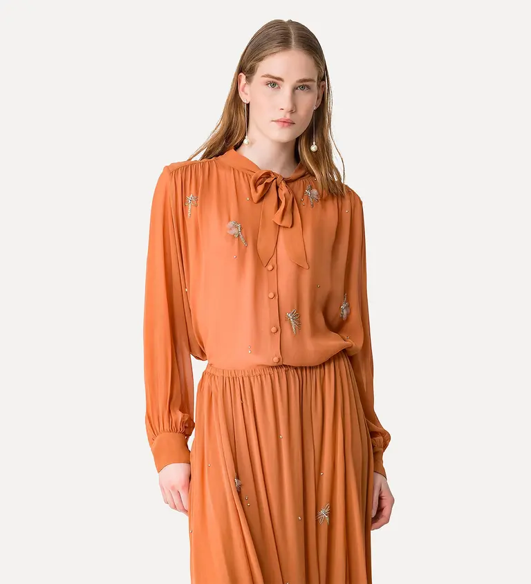 Rust embellished blouse