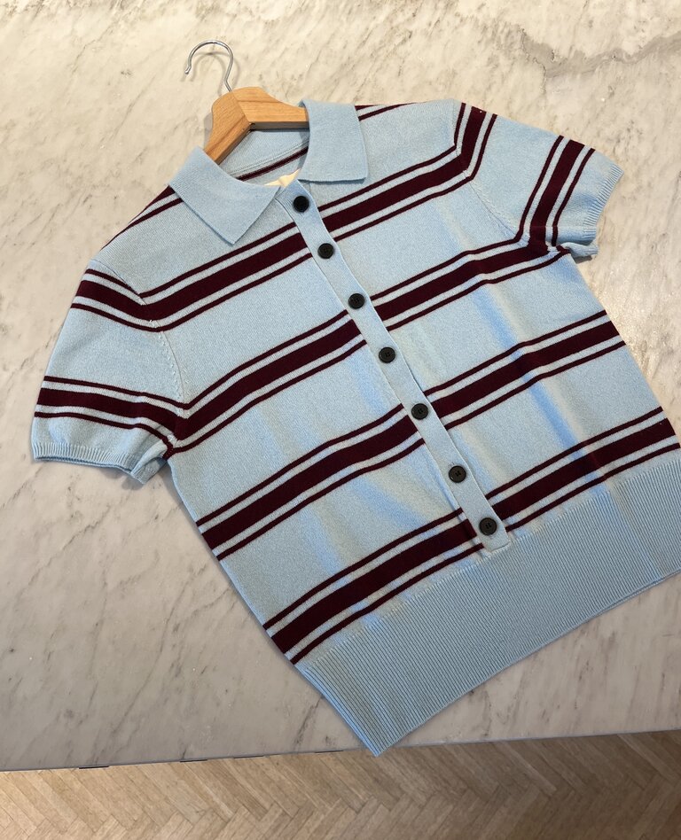 Collectors Club Striped polo cardigan