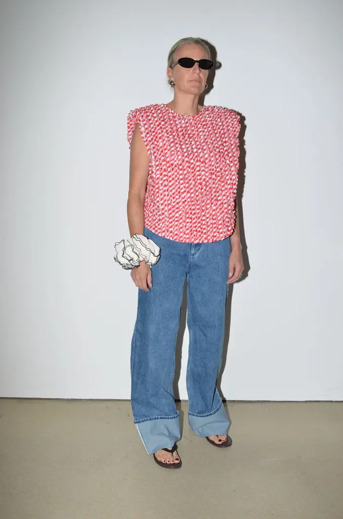 Collectors Club Vichy scrunched top