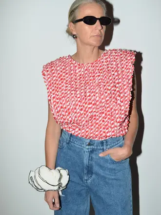 Collectors Club Vichy scrunched top