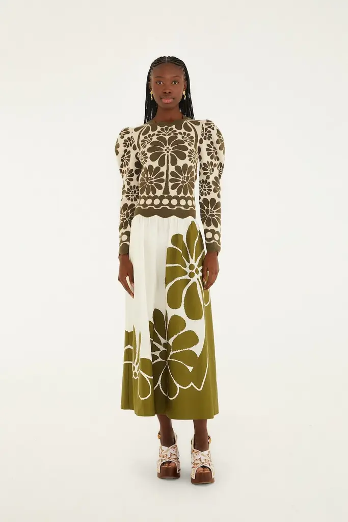 FARM Rio Monstera midi skirt