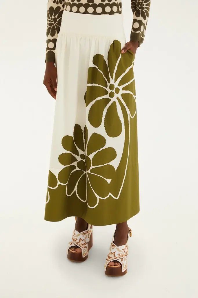 FARM Rio Monstera midi skirt