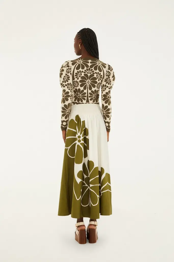 FARM Rio Monstera midi skirt