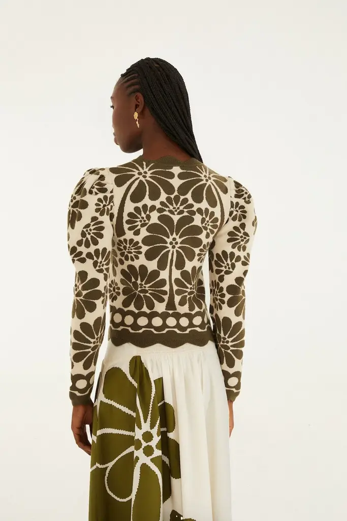 FARM Rio Monstera green knit top
