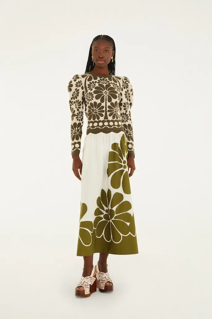 FARM Rio Monstera green knit top