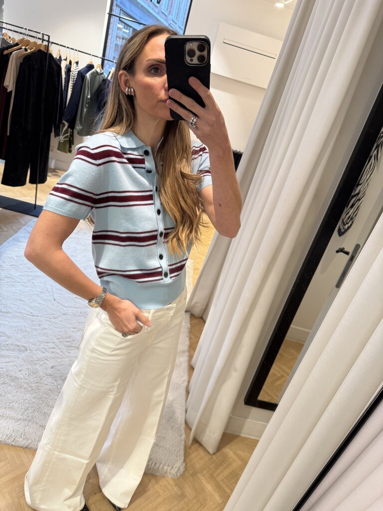 Collectors Club Striped polo cardigan