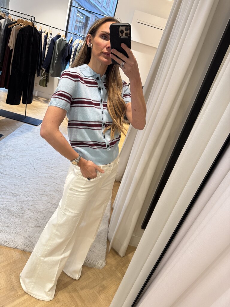 Collectors Club Striped polo cardigan