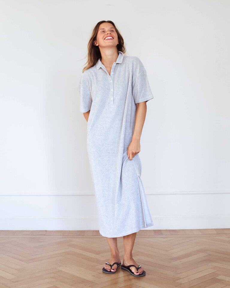 Raff Terry polo dress grey