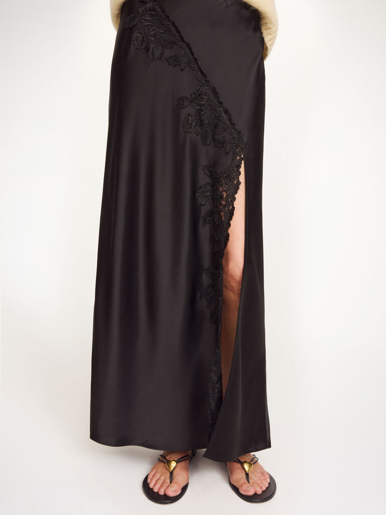 by malene birger Black silky lace skirt
