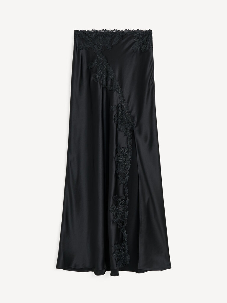 by malene birger Black silky lace skirt