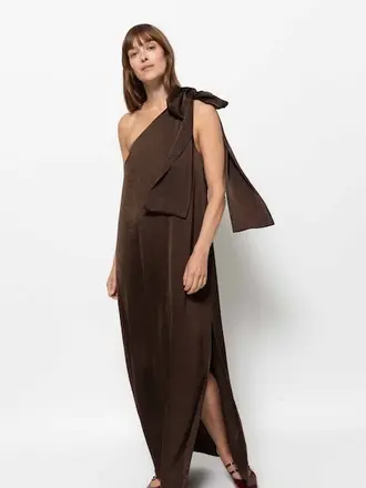 Oneshoulder dress brown