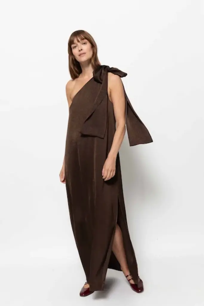 Oneshoulder dress brown