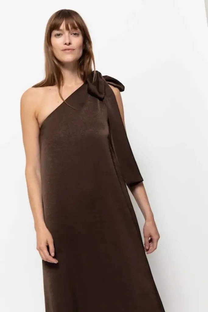 Oneshoulder dress brown