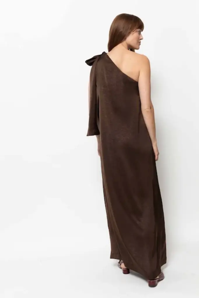 Oneshoulder dress brown