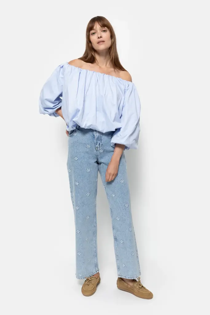 Light Blue off the shoulder top