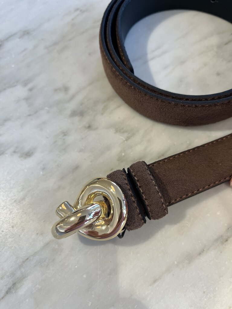 Knot belt brown suede