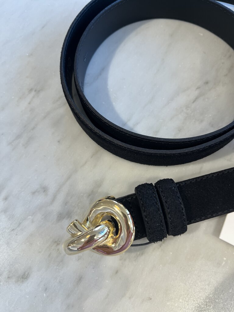 Knot belt black suede