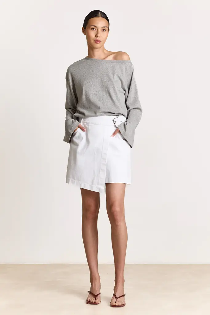 Studio Clique White denim wrap skirt