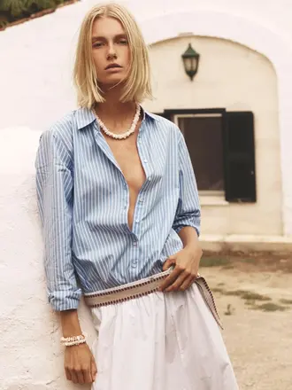 Xirena Blue striped shirt