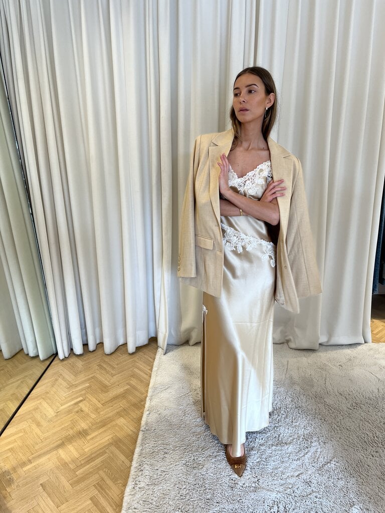 by malene birger Beige silky lace dress