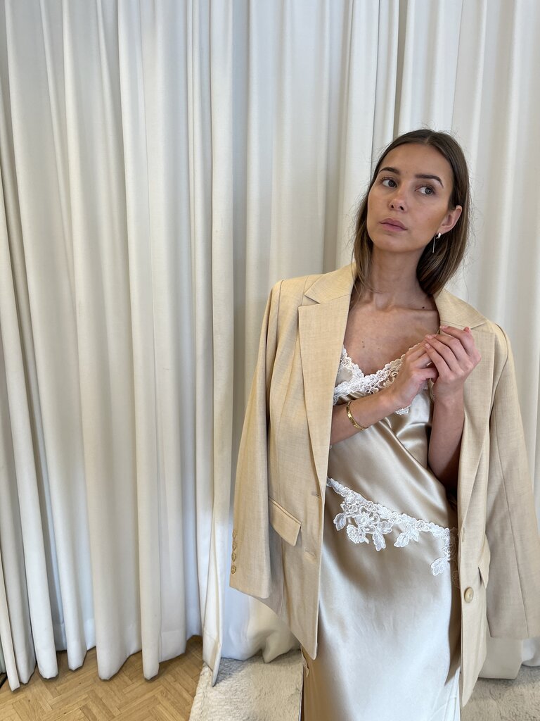 by malene birger Beige silky lace dress