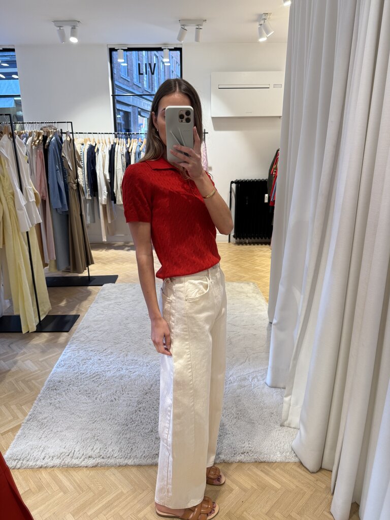 Creme ankle denim twist