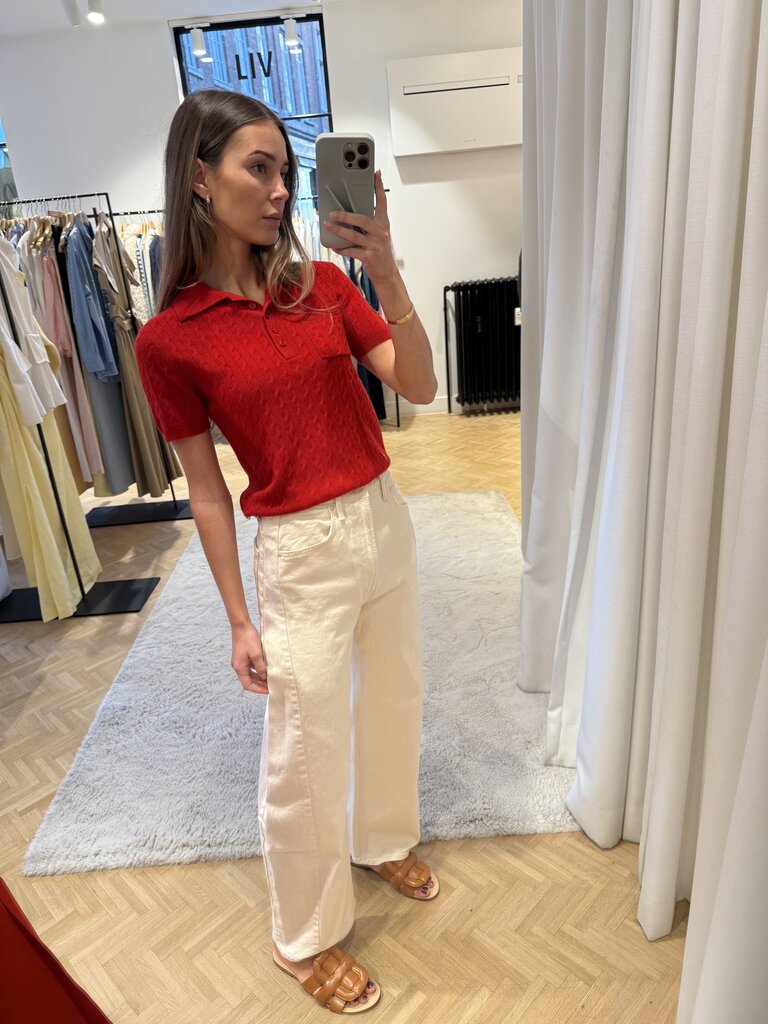 Creme ankle denim twist