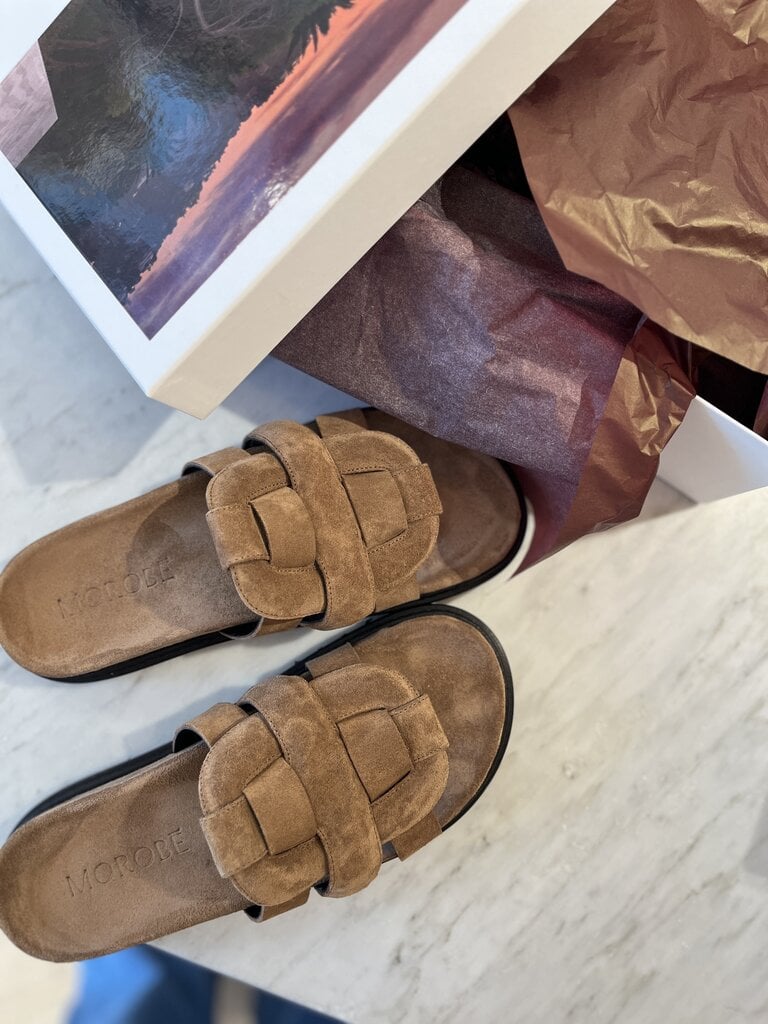 Lightbrown suede chunky slipper