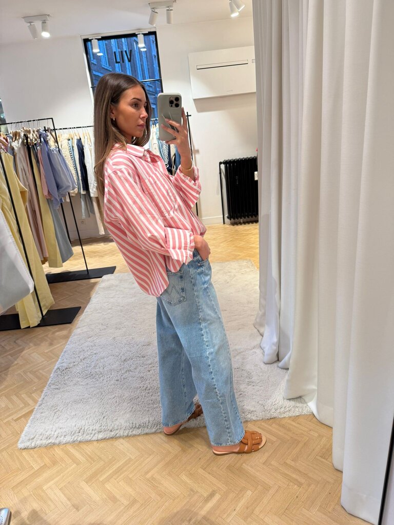 Xirena Pink striped shirt