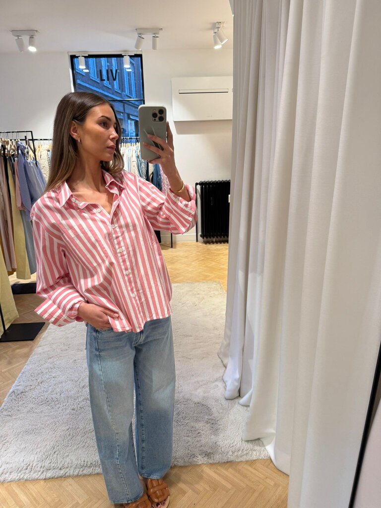 Xirena Pink striped shirt