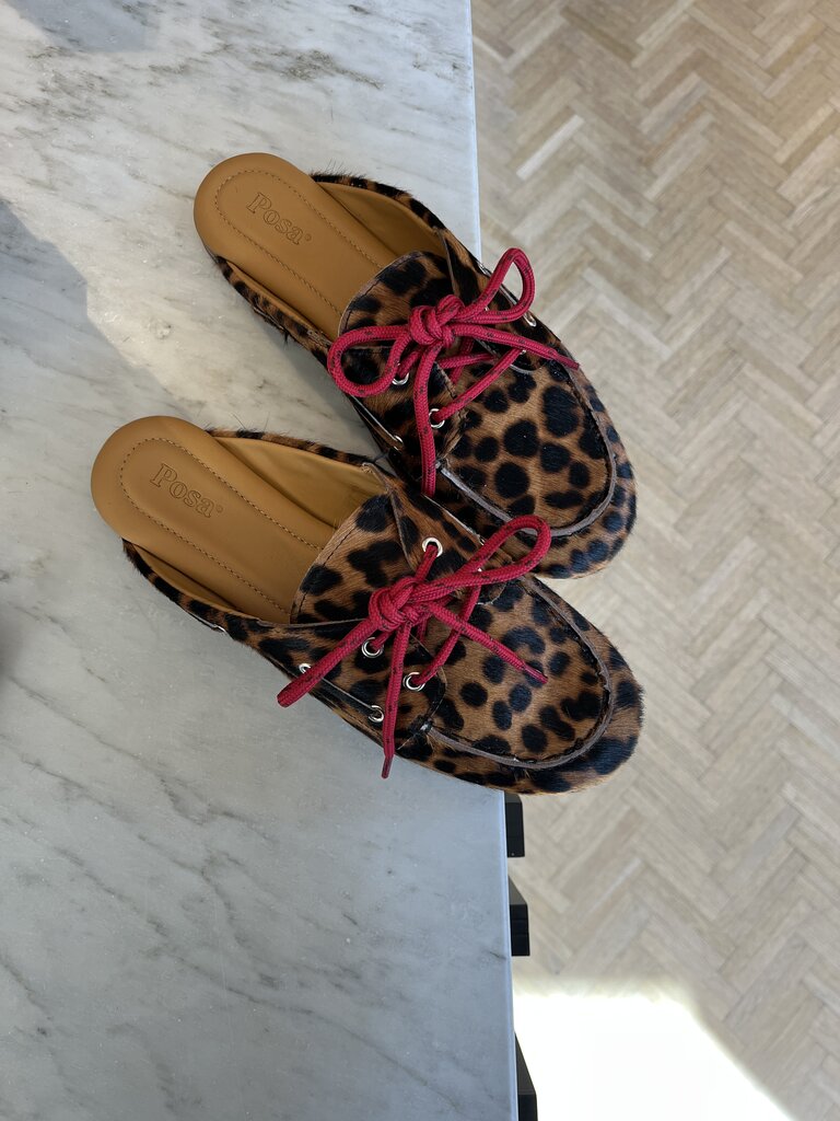 Posa Boat loafer mule leopard