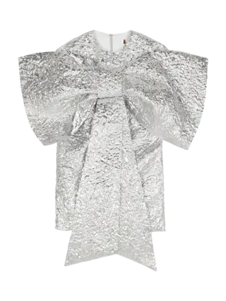 Caroline Bosmans Silver wrinkle bow dress