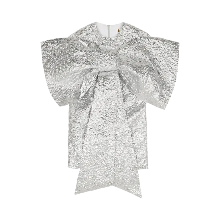Caroline Bosmans Silver wrinkle bow dress