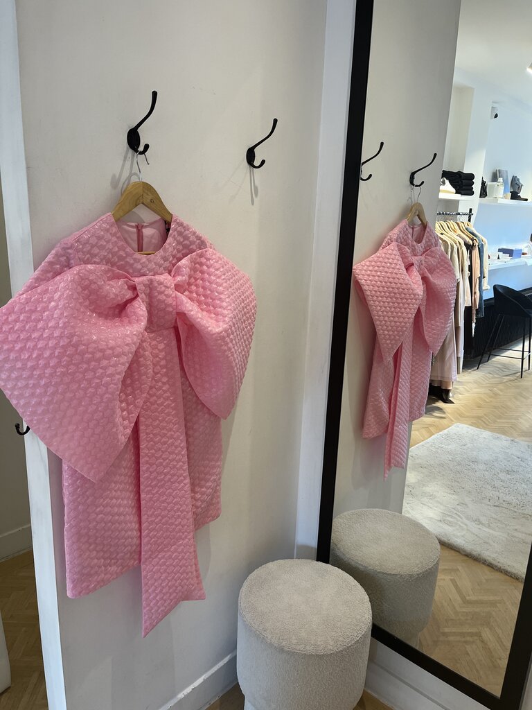 Caroline Bosmans Pink honeycomb bow dress