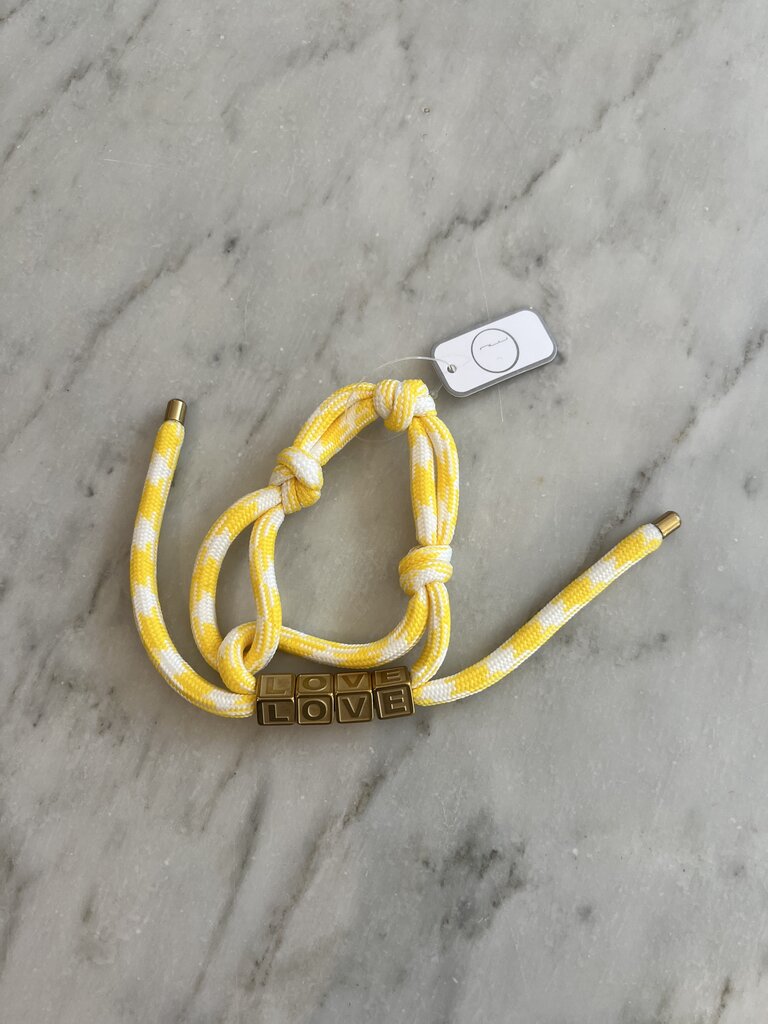 Nilu Love cord bracelet yellow white