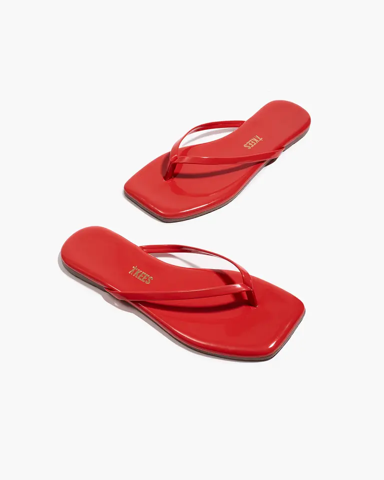 Tkees Square toe red gloss slippers