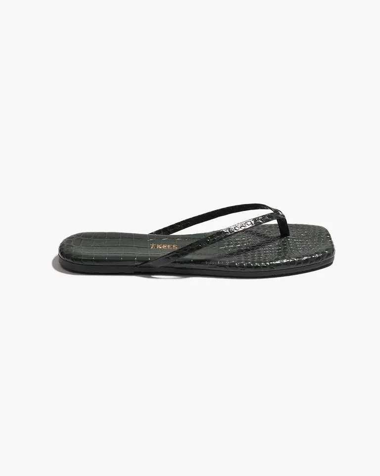 Tkees Square toe croc emerald slippers