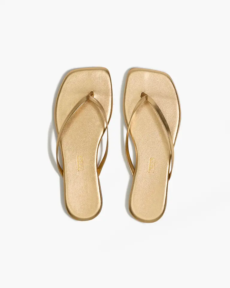 Tkees Square toe gold slippers