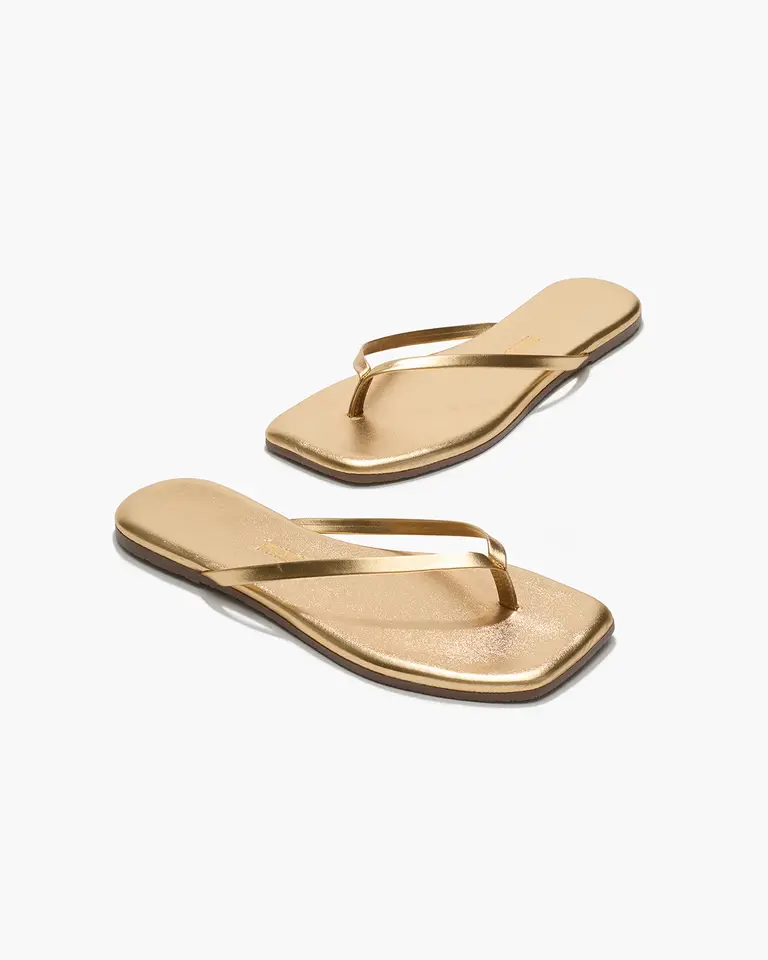 Tkees Square toe gold slippers